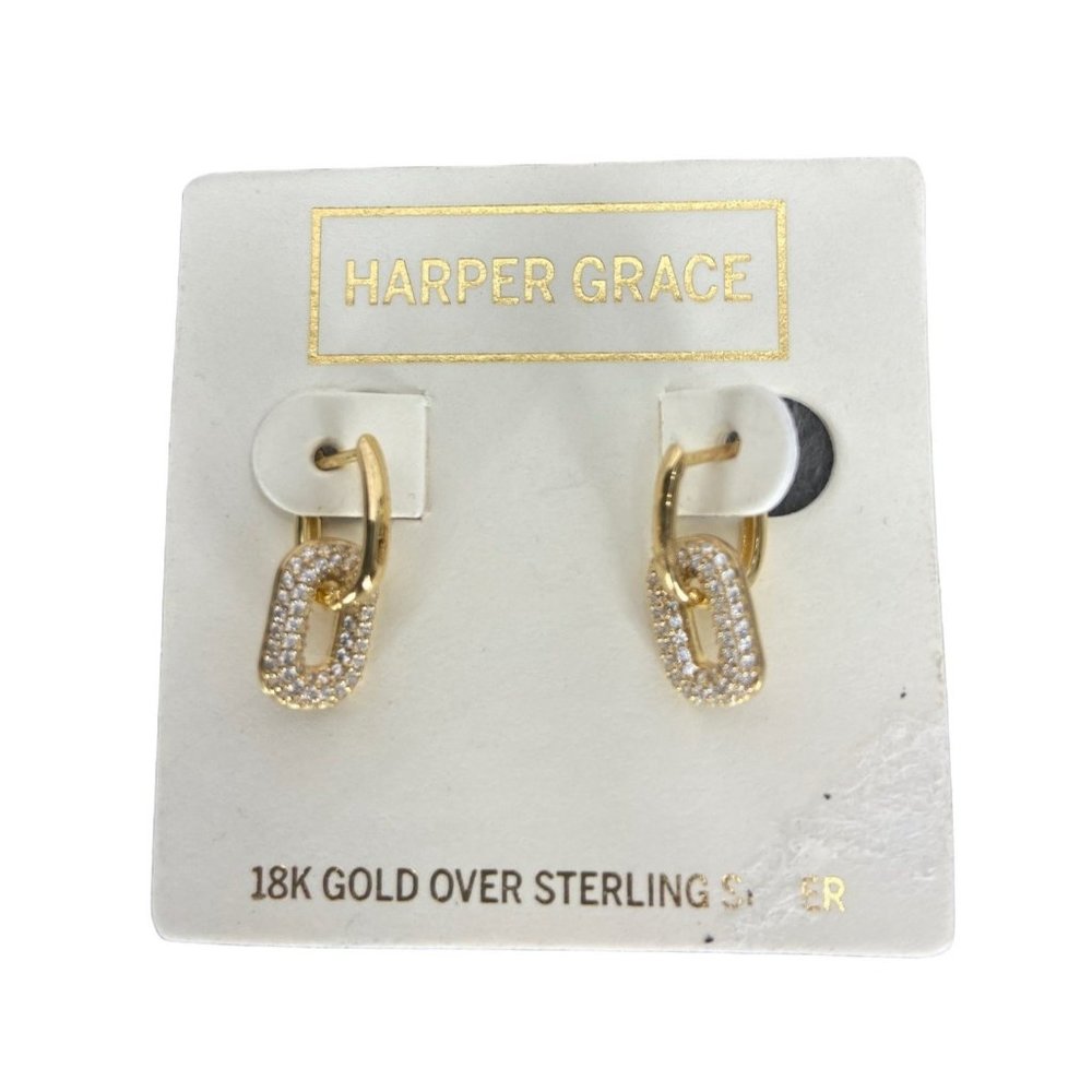 Harper Grace Dangle Hoop‎ Earring 18k Gold over Sterling Silver